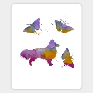 Shetland Sheepdog Art, Sheltie, Dog Painting, Colorful Butterflies Sticker